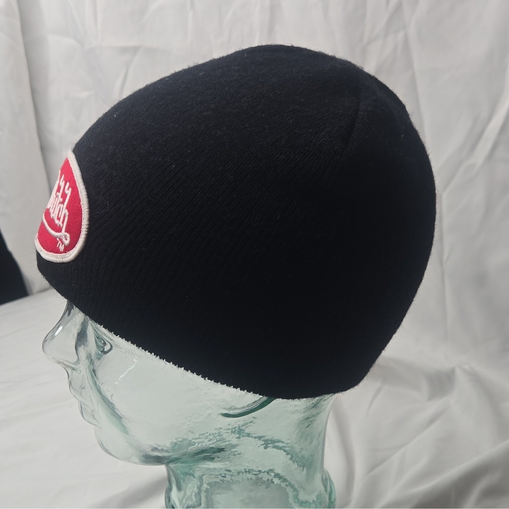 Von Dutch Knit Beanie Hat Black w/ Red & White Logo Patch One Size Unisex - Picture 2 of 4
